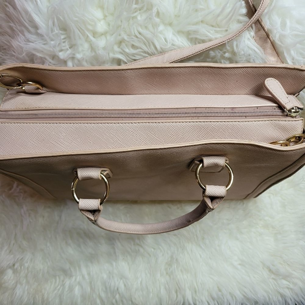 Just Fab Pink Faux Leather Large Tote Bag Gold Chain - Picture 6 of 7